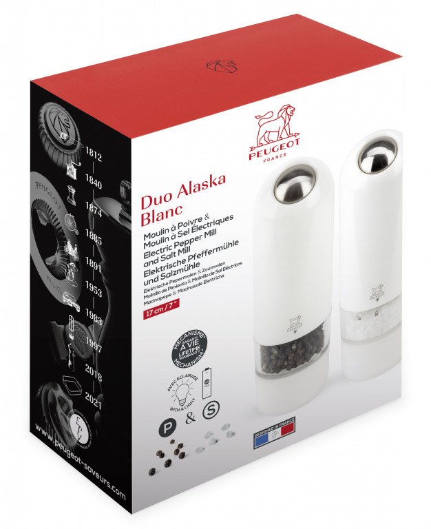 Alaska - Set of electric salt and pepper mills 17cm, white