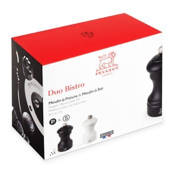 Bistro Duo - Set of manual salt and pepper mills, beech 10cm,black and white