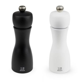 Tahity - Set of wood Salt and pepper mills, 15cm, black and white