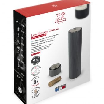 LINE REVERSE - Electrical corkscrew rechargeable + foil cutter 27cm, carbone